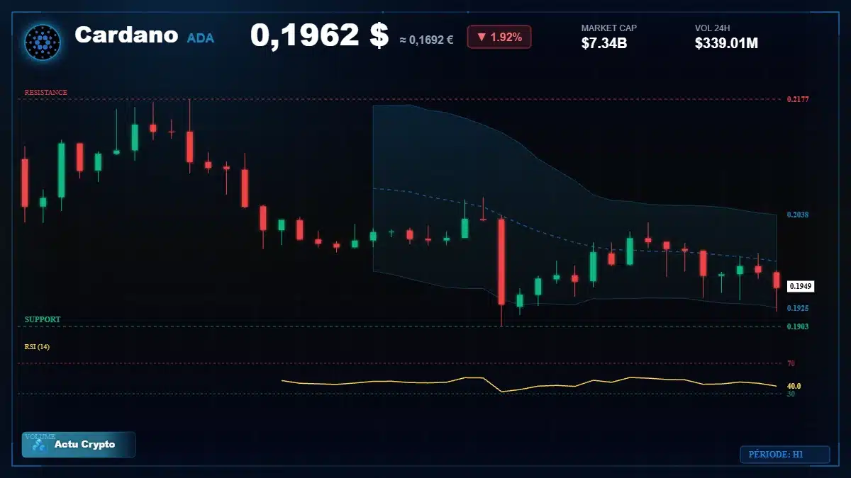 Graphique du cours Cardano à 0.20 $ Analyse technique du cours de Cardano de cardano à 0.20 $ aujourd'hui