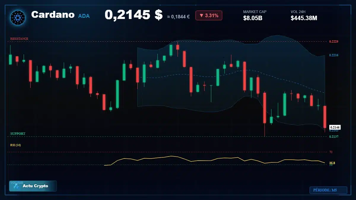 Graphique du cours Cardano à 0.21 $ Analyse technique du cours de Cardano de cardano à 0.21 $ aujourd'hui