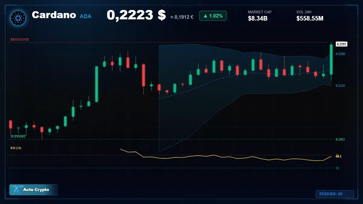 Graphique du cours Cardano à 0.22 $ Analyse technique du cours de Cardano de cardano à 0.22 $ aujourd'hui