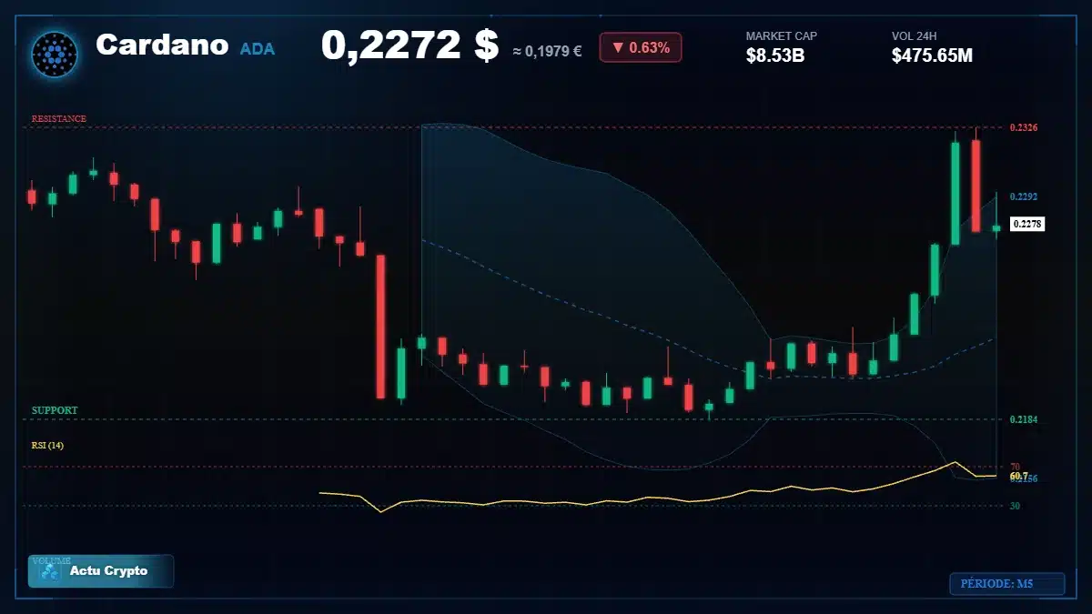 Graphique du cours Cardano à 0.23 $ Analyse technique du cours de Cardano de cardano à 0.23 $ aujourd'hui