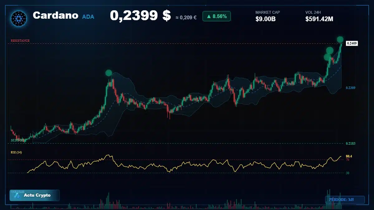 Graphique du cours Cardano à 0.24 $ Analyse technique du cours de Cardano de cardano à 0.24 $ aujourd'hui