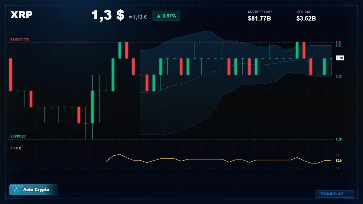 Graphique du cours XRP à 1.30 $ Analyse technique du cours de XRP de ripple à 1.30 $ aujourd'hui