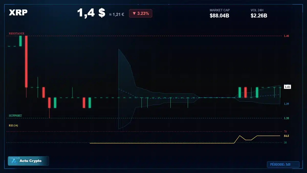 Graphique du cours XRP à 1.40 $ Analyse technique du cours de XRP de ripple à 1.40 $ aujourd'hui