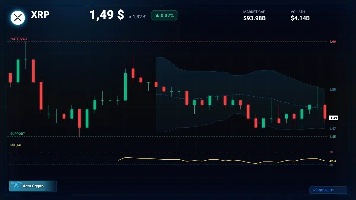 Graphique du cours XRP à 1.49 $ Analyse technique du cours de XRP de ripple à 1.49 $ aujourd'hui