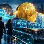 Pièce Bitcoin éclairée symbolisant les 999 millions de dollars d’entrées dans les fonds spot