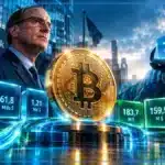 Pièce Bitcoin éclairée en vert, symbole du retour des entrées chez BlackRock