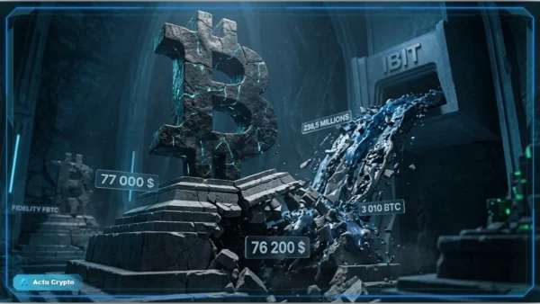 Sorties d’IBIT BlackRock et recul du Bitcoin vers 77 000 dollars