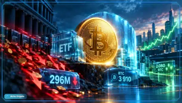Pièce Bitcoin face à des flux sortants de fonds spot américains