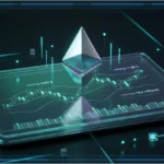Logo Ethereum en 3D devant un graphique de marché indiquant 2 457 $, un recul de 1,48 % et le volume quotidien