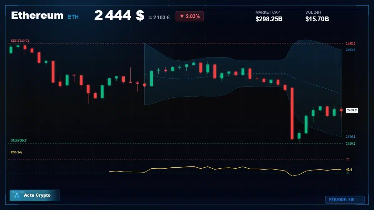 Graphique du cours Ethereum (ETH) Analyse technique du cours Ethereum (ETH) avec données de marché récentes