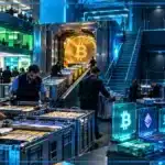 Photo réaliste d’un desk de création ETF où de nouveaux capitaux institutionnels affluent principalement vers Bitcoin tandis que plusieurs altcoins accélèrent et que le levier sur les dérivés recule.