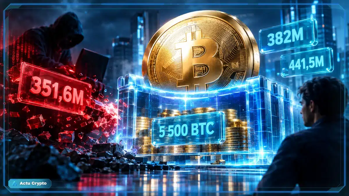 Coffre d’exchange crypto fissuré illustrant le piratage de Bitget