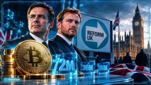 Urne britannique et piles de livres illustrant les dons à Reform UK