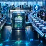Photo réaliste d’un hub institutionnel où RLUSD se répartit entre Ethereum et le XRP Ledger, illustrant une croissance multichaîne qui ne crée pas automatiquement de demande pour XRP.