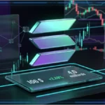 Logo Solana en hologramme 3D devant un graphique de marché montrant le prix autour de 106 $, le volume et les seuils techniques.