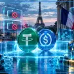 Jeton stablecoin bloqué par une barrière de sécurité numérique