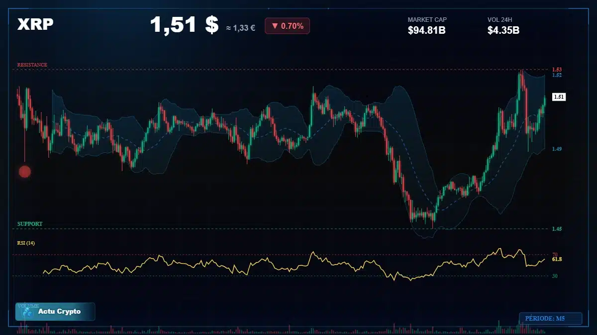 Graphique du cours XRP Analyse technique du cours XRP avec données de marché récentes