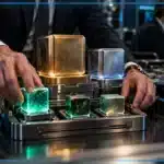 Photo réaliste d’un gestionnaire sélectionnant trois altcoins en forte hausse tandis que Bitcoin conserve la position dominante et que la majorité des autres cryptomonnaies restent en retrait.