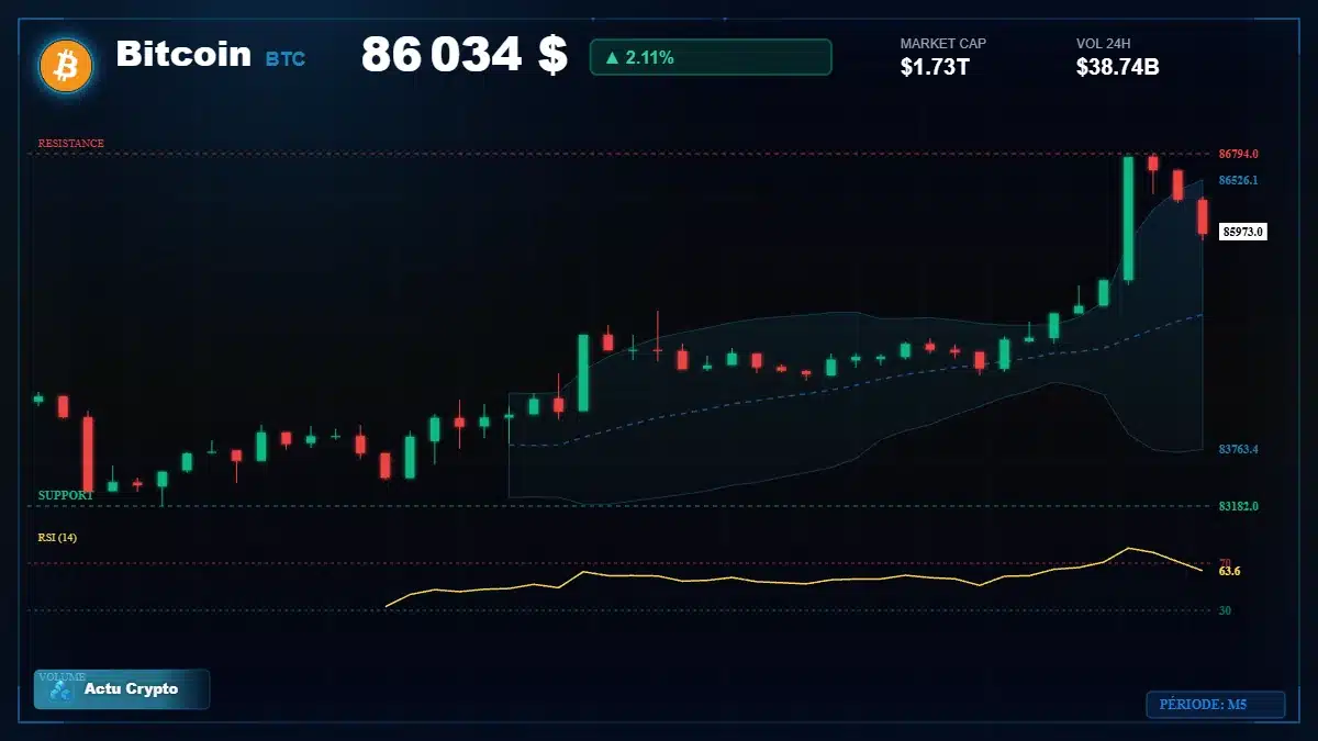 Analyse technique du cours Bitcoin (BTC) avec données de marché récentes