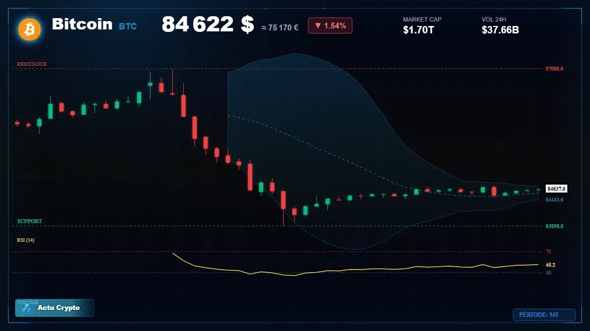 Graphique du cours Bitcoin (BTC) Analyse technique du cours Bitcoin (BTC) avec données de marché récentes
