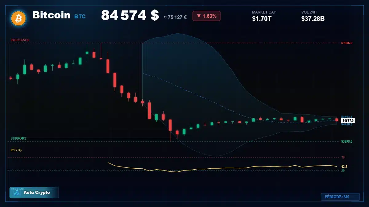 Graphique du cours Bitcoin (BTC) Analyse technique du cours Bitcoin (BTC) avec données de marché récentes