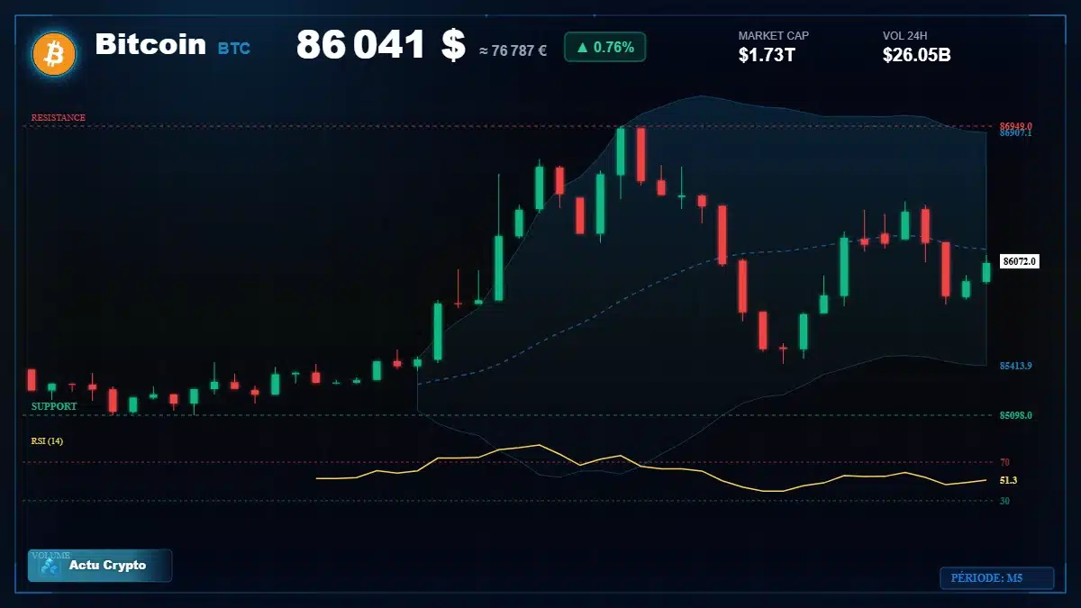 Graphique du cours Bitcoin (BTC) Analyse technique du cours Bitcoin (BTC) avec données de marché récentes