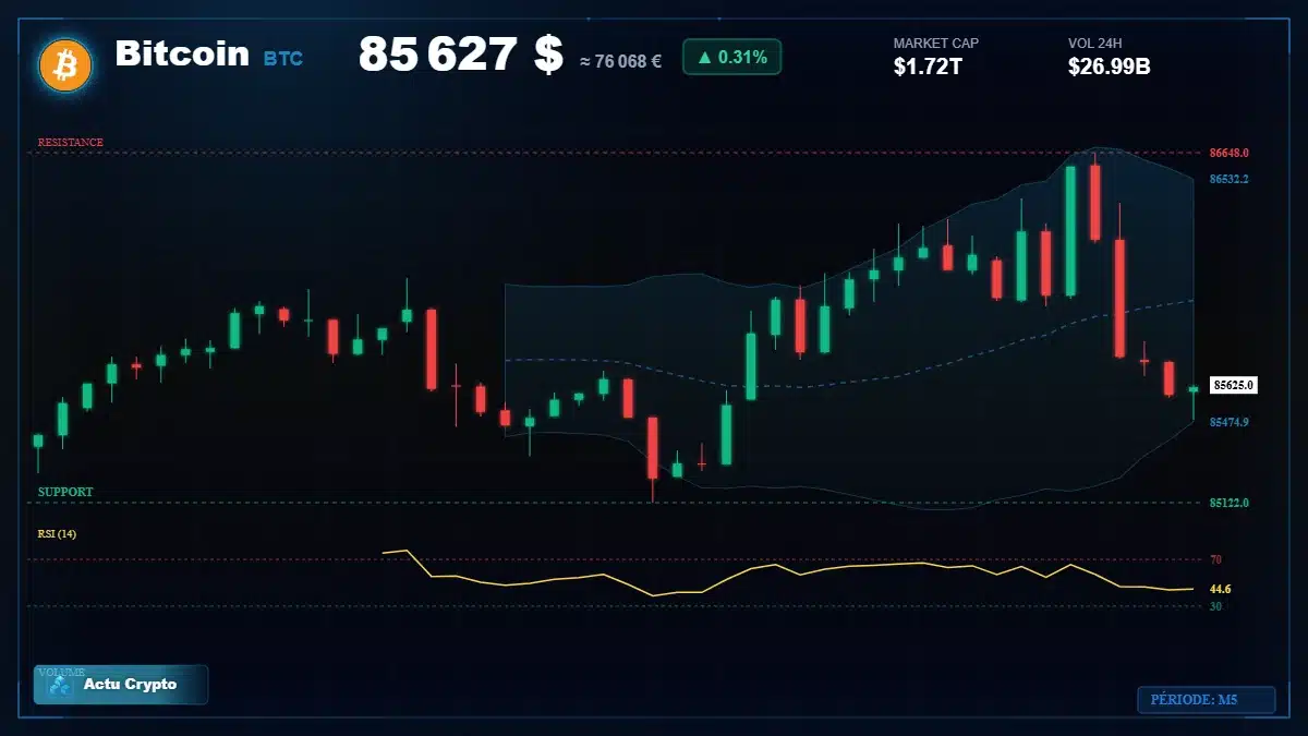 Graphique du cours Bitcoin (BTC) Analyse technique du cours Bitcoin (BTC) avec données de marché récentes