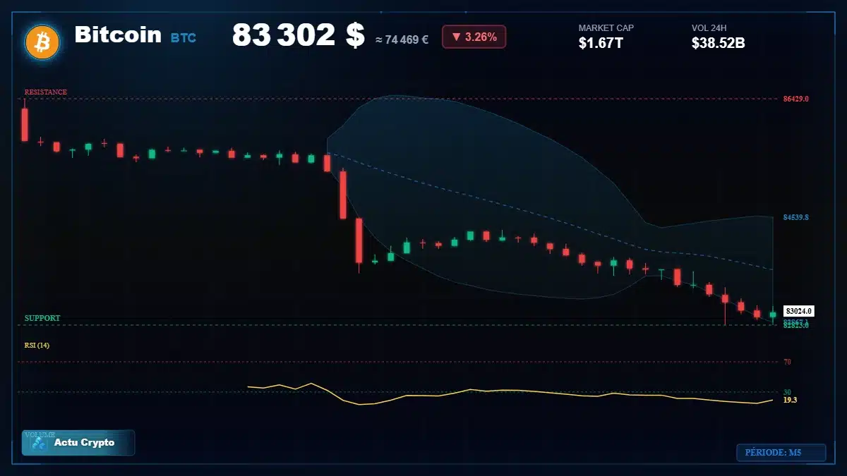 Graphique du cours Bitcoin (BTC) Analyse technique du cours Bitcoin (BTC) avec données de marché récentes