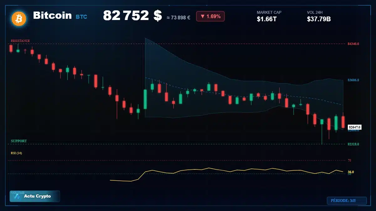 Graphique du cours Bitcoin (BTC) Analyse technique du cours Bitcoin (BTC) avec données de marché récentes