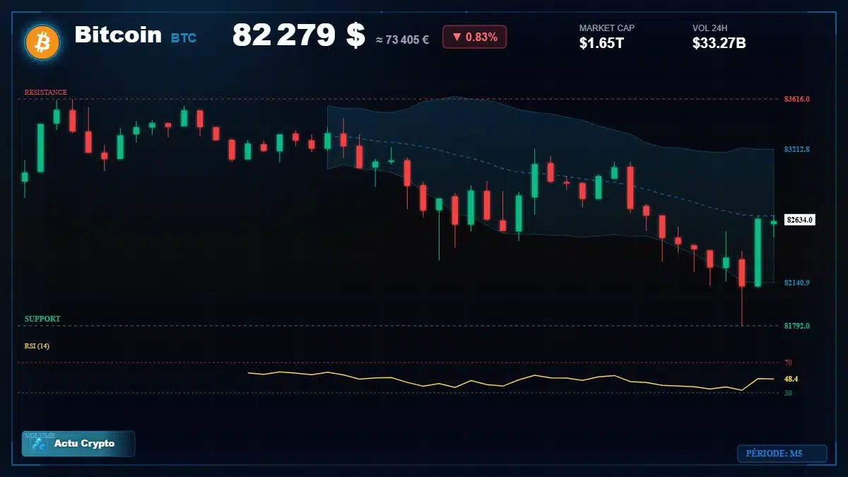 Graphique du cours Bitcoin (BTC) Analyse technique du cours Bitcoin (BTC) avec données de marché récentes