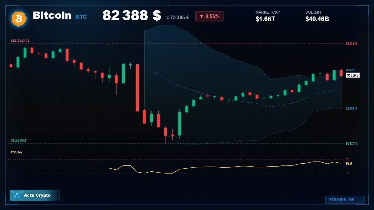 Graphique du cours Bitcoin (BTC) Analyse technique du cours Bitcoin (BTC) avec données de marché récentes