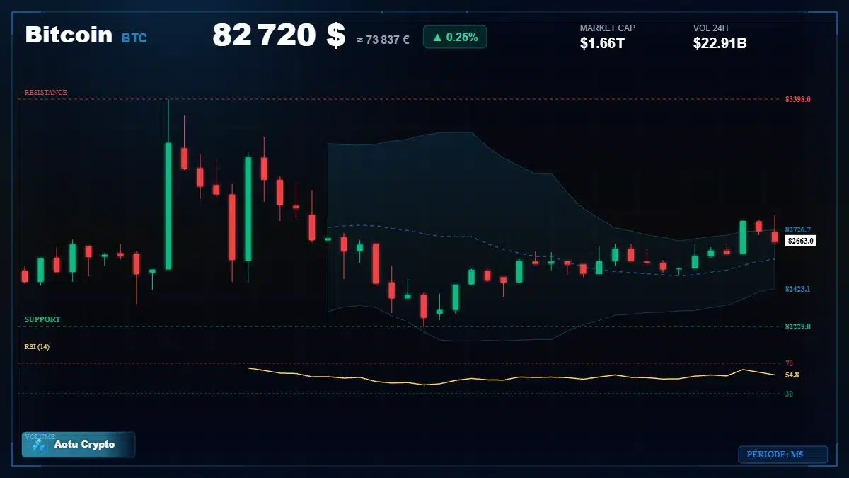 Graphique du cours Bitcoin (BTC) Analyse technique du cours Bitcoin (BTC) avec données de marché récentes
