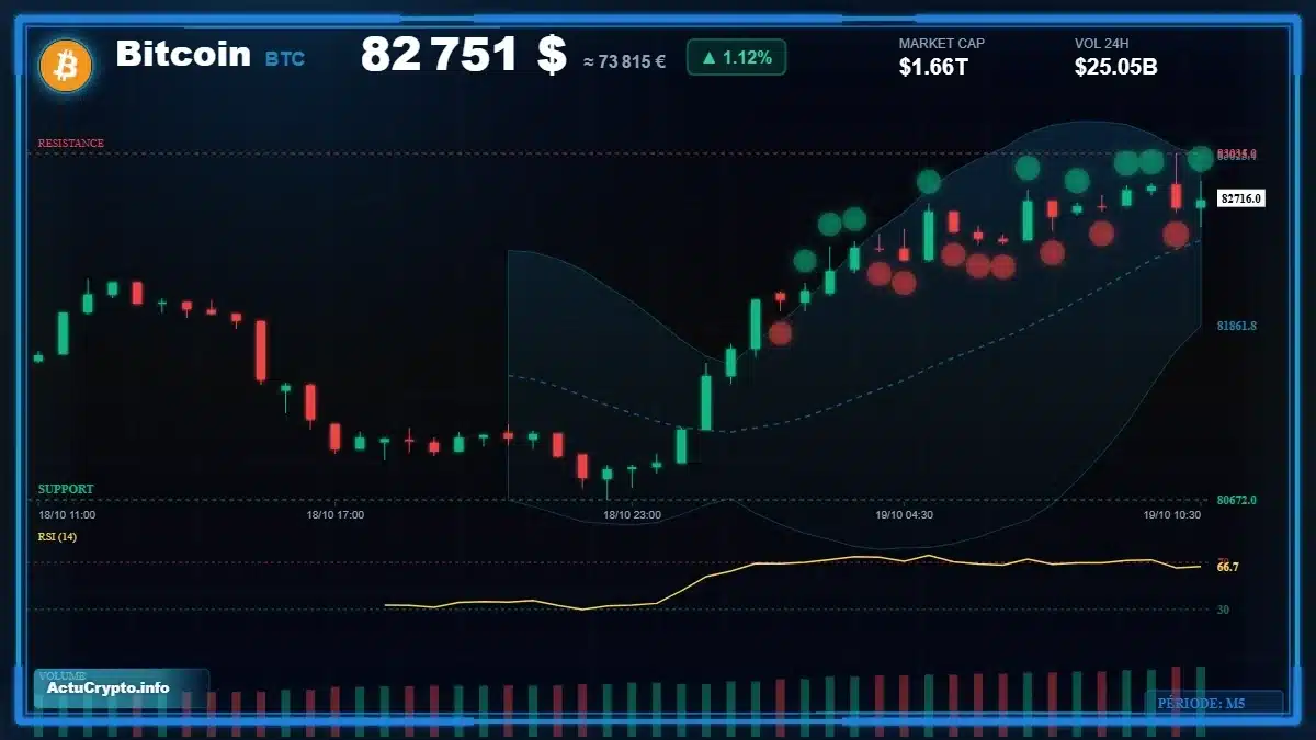 Graphique du cours Bitcoin (BTC) Analyse technique du cours Bitcoin (BTC) avec données de marché récentes