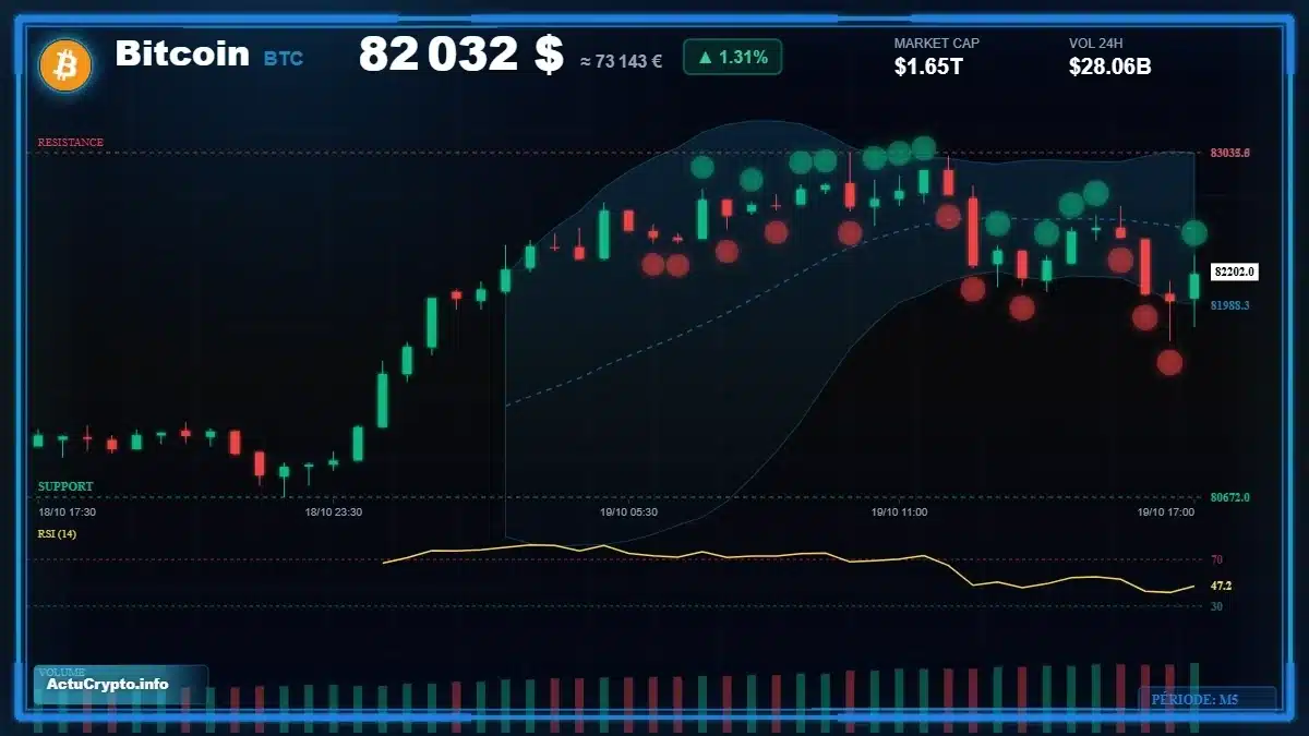 Analyse technique du cours Bitcoin (BTC) avec données de marché récentes