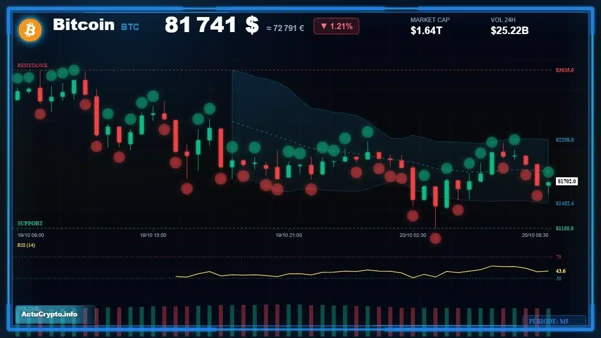 Analyse technique du cours Bitcoin (BTC) avec données de marché récentes