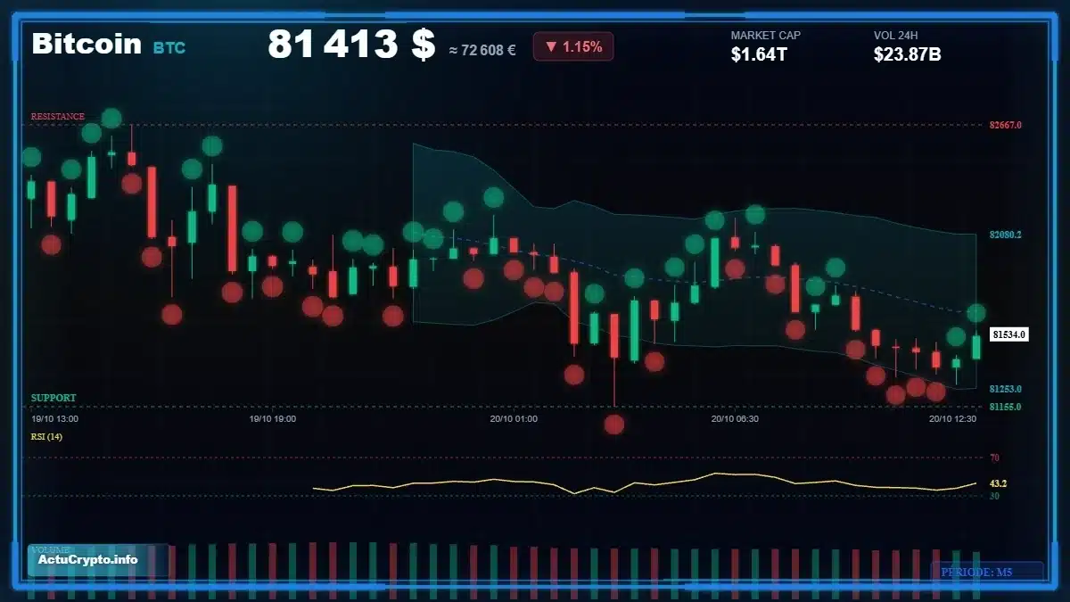 Graphique du cours Bitcoin (BTC) Analyse technique du cours Bitcoin (BTC) avec données de marché récentes