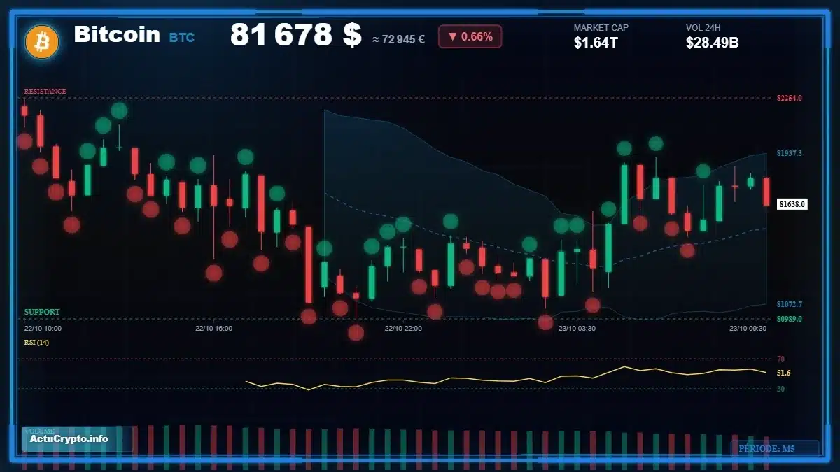 Graphique du cours Bitcoin (BTC) Analyse technique du cours Bitcoin (BTC) avec données de marché récentes