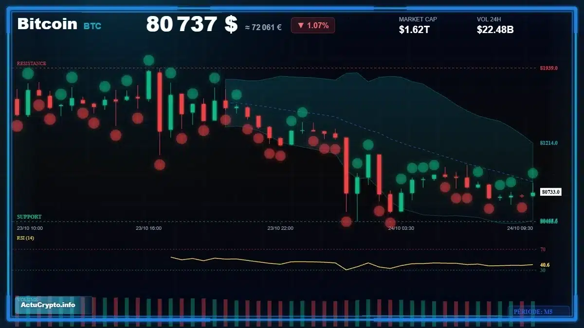 Graphique du cours Bitcoin (BTC) Analyse technique du cours Bitcoin (BTC) avec données de marché récentes