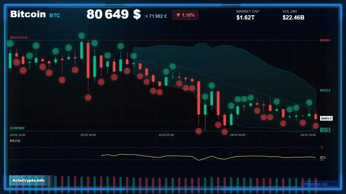 Graphique du cours Bitcoin (BTC) Analyse technique du cours Bitcoin (BTC) avec données de marché récentes