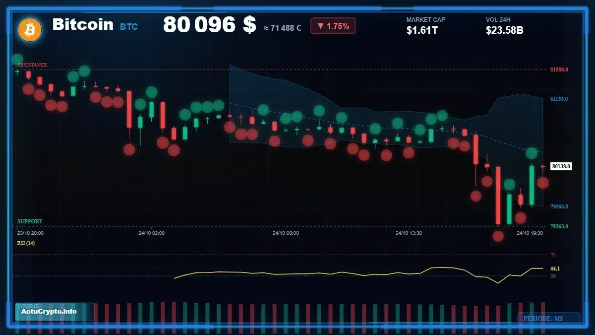Graphique du cours Bitcoin (BTC) Analyse technique du cours Bitcoin (BTC) avec données de marché récentes