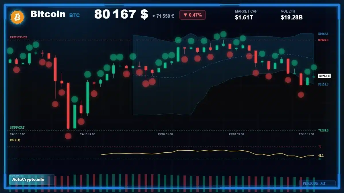 Graphique du cours Bitcoin (BTC) Analyse technique du cours Bitcoin (BTC) avec données de marché récentes
