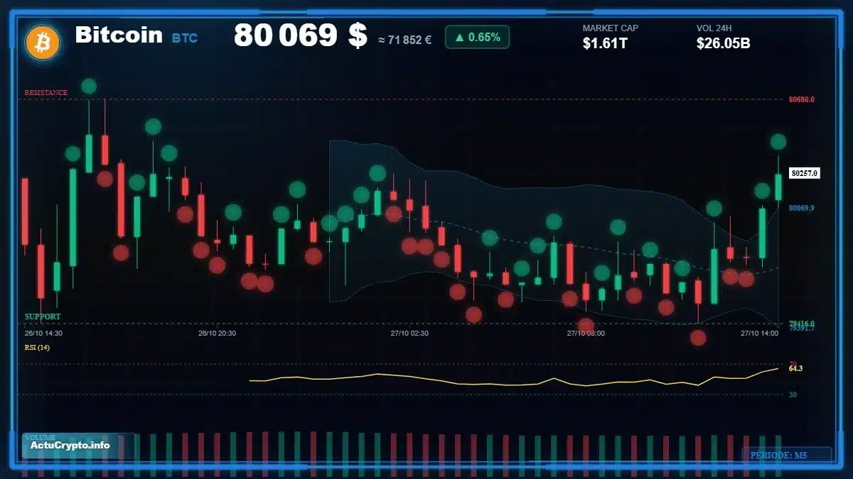 Graphique du cours Bitcoin (BTC) Analyse technique du cours Bitcoin (BTC) avec données de marché récentes