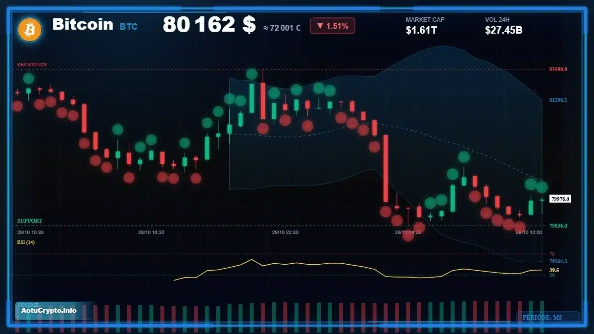 Graphique du cours Bitcoin (BTC) Analyse technique du cours Bitcoin (BTC) avec données de marché récentes