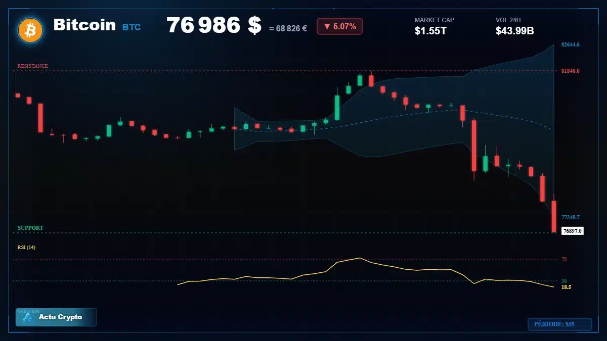 Graphique du cours Bitcoin (BTC) Analyse technique du cours Bitcoin (BTC) avec données de marché récentes