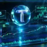 Symbole Bittensor TAO en hologramme 3D devant un graphique de marché avec niveaux techniques et prix à 261 $.
