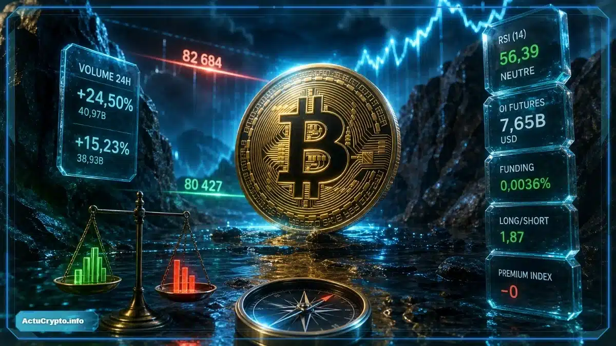 Volume en hausse, RSI neutre et futures sans direction certaine — cours Bitcoin