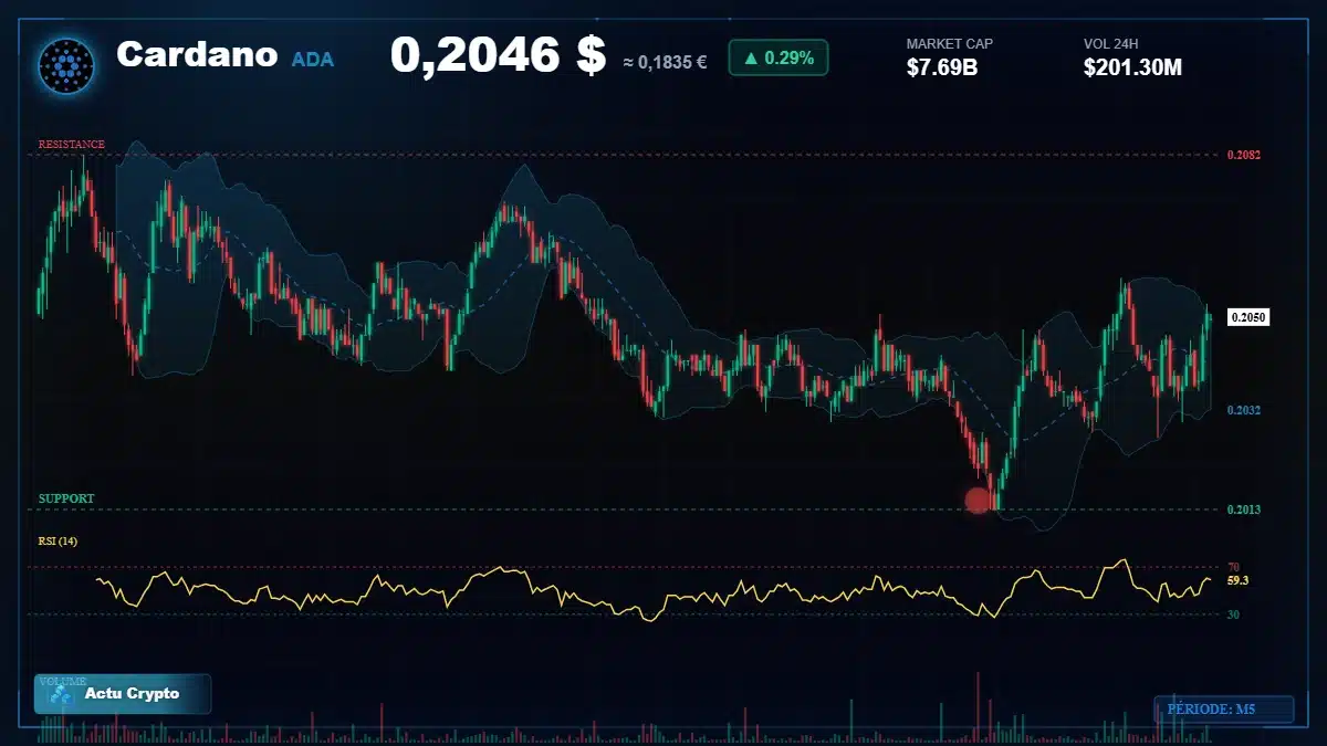 Graphique du cours Cardano à 0.20 $ Analyse technique du cours de Cardano de cardano à 0.20 $ aujourd'hui
