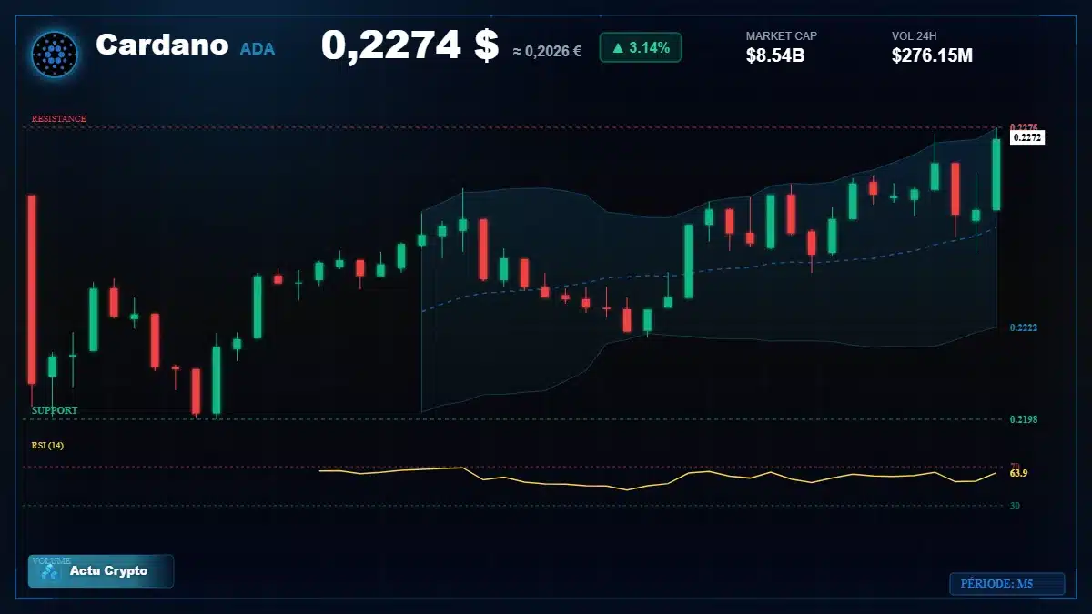 Graphique du cours Cardano à 0.23 $ Analyse technique du cours de Cardano de cardano à 0.23 $ aujourd'hui
