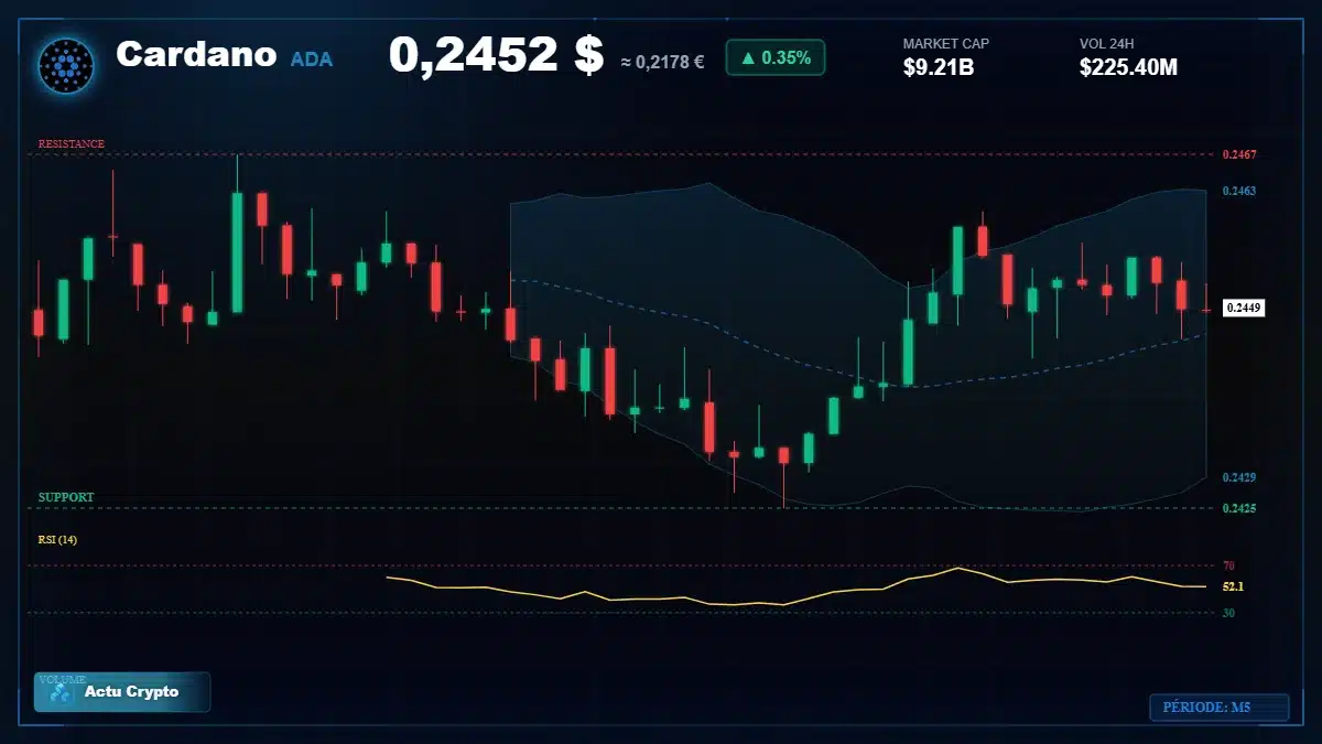 Graphique du cours Cardano à 0.25 $ Analyse technique du cours de Cardano de cardano à 0.25 $ aujourd'hui