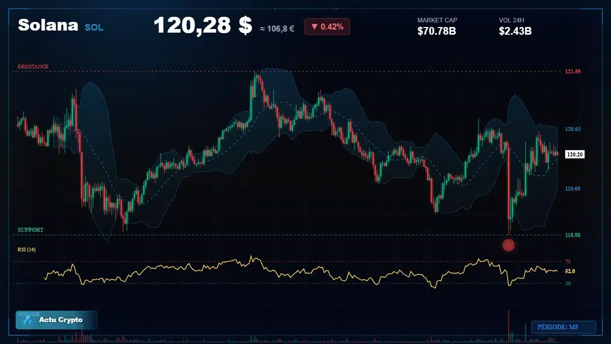 Graphique du cours Solana à 120 $ Analyse technique du cours de Solana de solana à 120 $ aujourd'hui